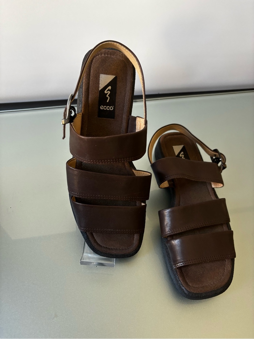 Ecco Men’s Dark Brown Leather Triple-Strap Sandals